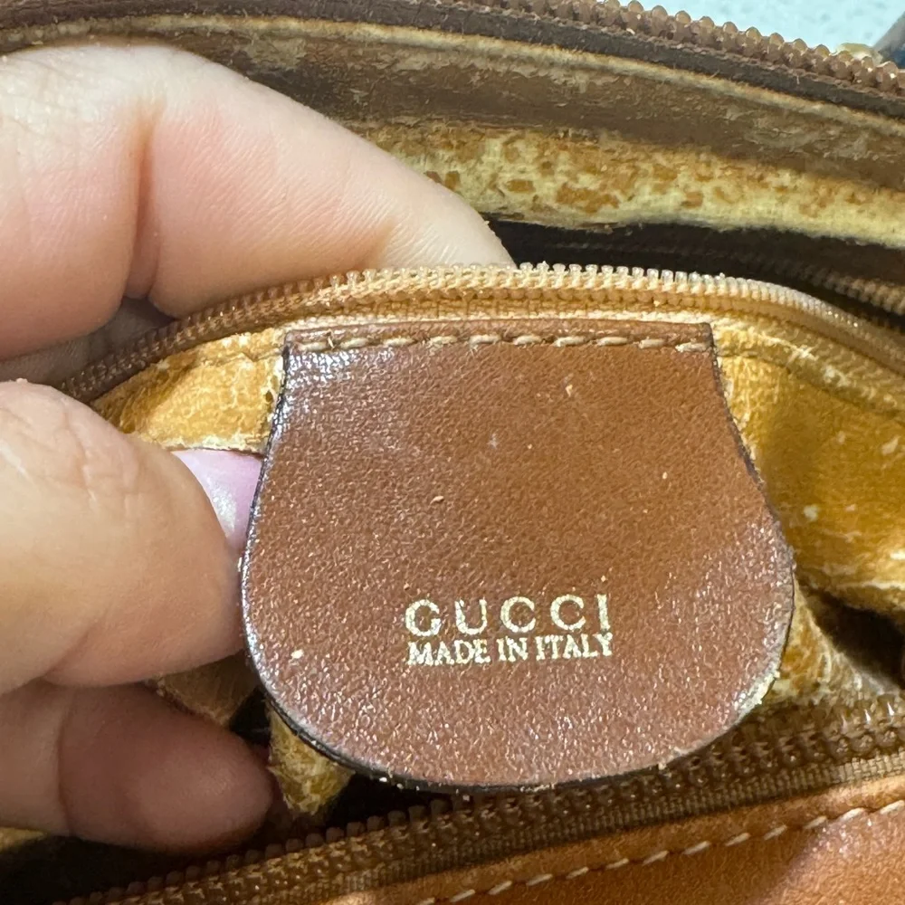Gucci Authentic Vintage Bamboo Handle Bag - Brown Leather with COA - Picture 13 of 17